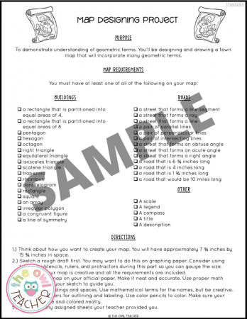 Explore learning the important geometry terms while working on a hands-on math project that integrates social studies! This geometry map project will engage your students definitely help them meet those all-important standards!