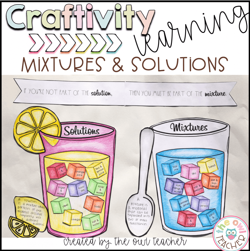 Mixtures and Solutions Craftivity Throughout Mixtures And Solutions Worksheet Answers