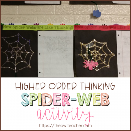 Have your students compare how a spider web is similar to our thinking. Check out this higher order thinking activity we did in the classroom!