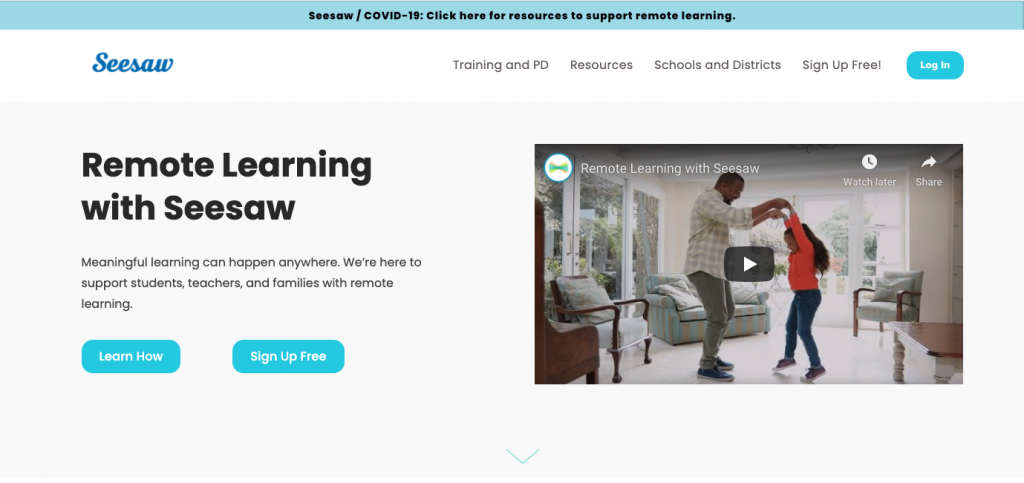 Seesaw store remote learning