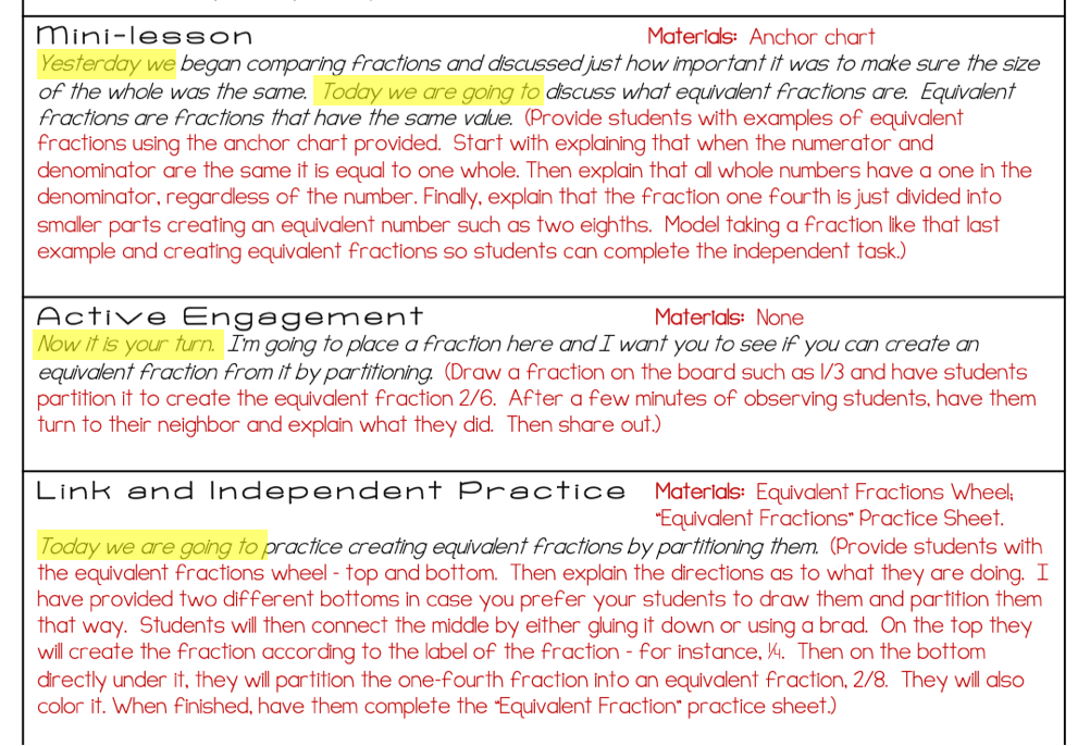 This is an example of a mini-lesson demonstrating all the components in it.