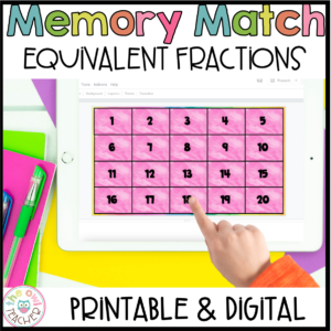 Equivalent Fractions Memory Game Digital & Printable | Concentration