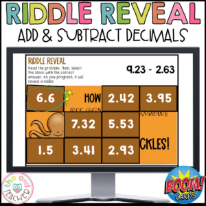 Adding and Subtracting Decimals Riddle Reveal Boom Cards
