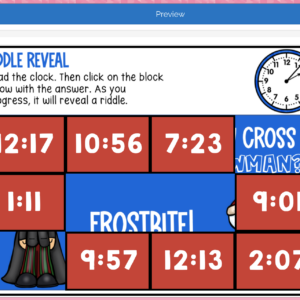 Telling Time to the Nearest Minute – Riddle Reveal Boom Cards