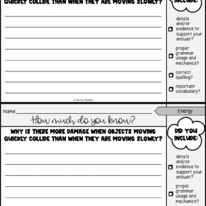 Energy Science Writing Prompts