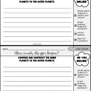 Solar System Science Writing Prompts