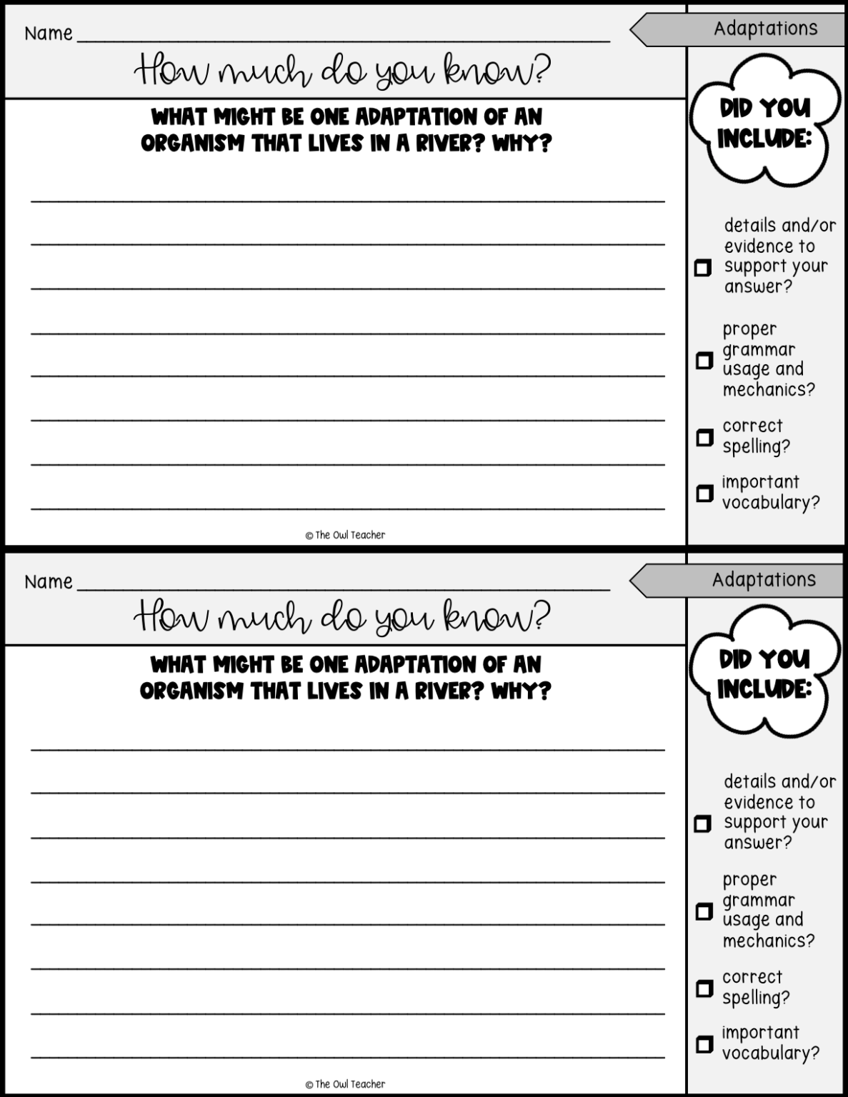 Adaptations Science Writing Prompts | Exit Tickets - Image 2