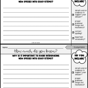 Ecosystems Science Writing Prompts