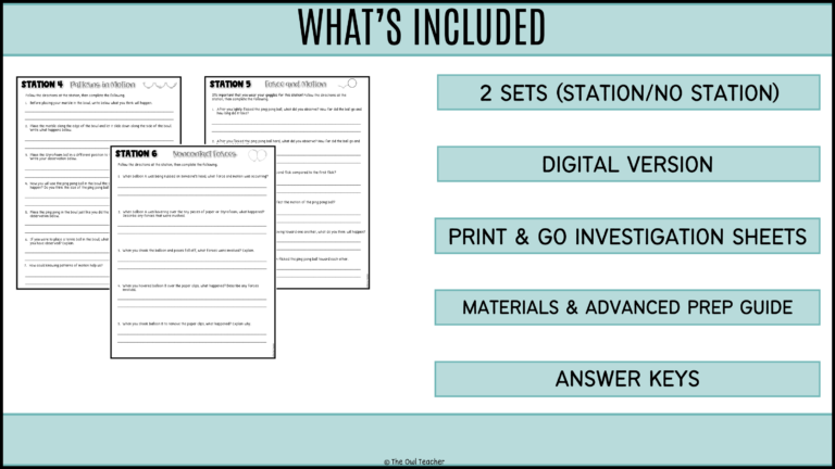 Force and Motion Centers | Lab Stations | Worksheets