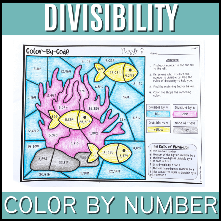 Divisibility Color By Number Activity - The Owl Teacher