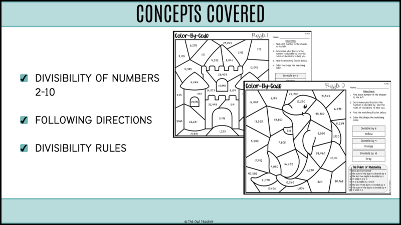 Divisibility Color By Number Activity - The Owl Teacher