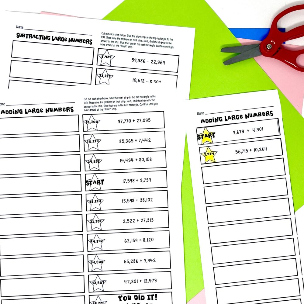 Adding and Subtracting Multi-digit Numbers with Regrouping (& Some Without) - Image 4