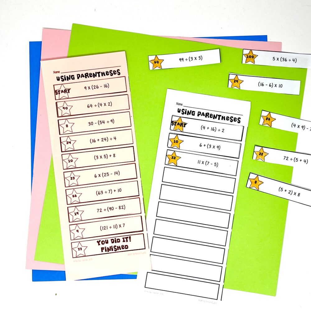 Using Parentheses, Brackets, and Braces Math Puzzles and Game
