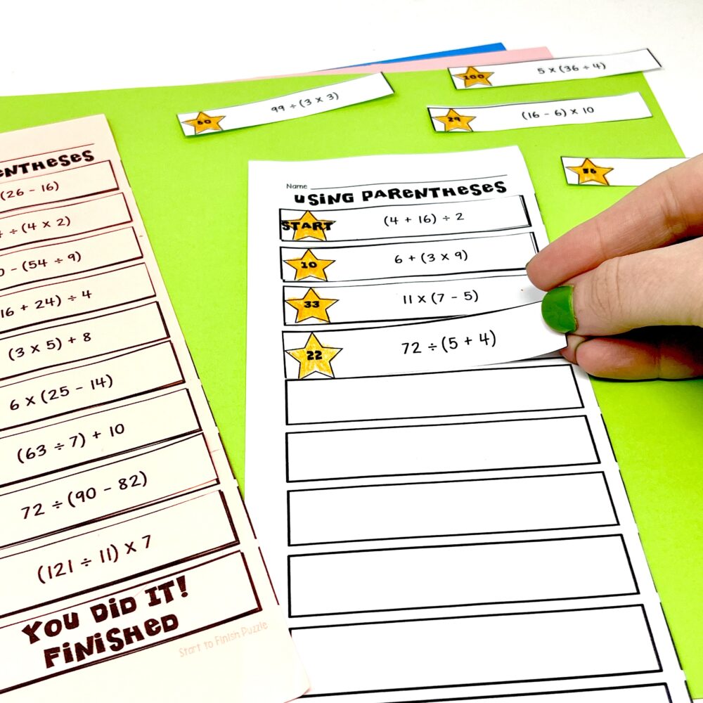 Using Parentheses, Brackets, and Braces Math Puzzles and Game