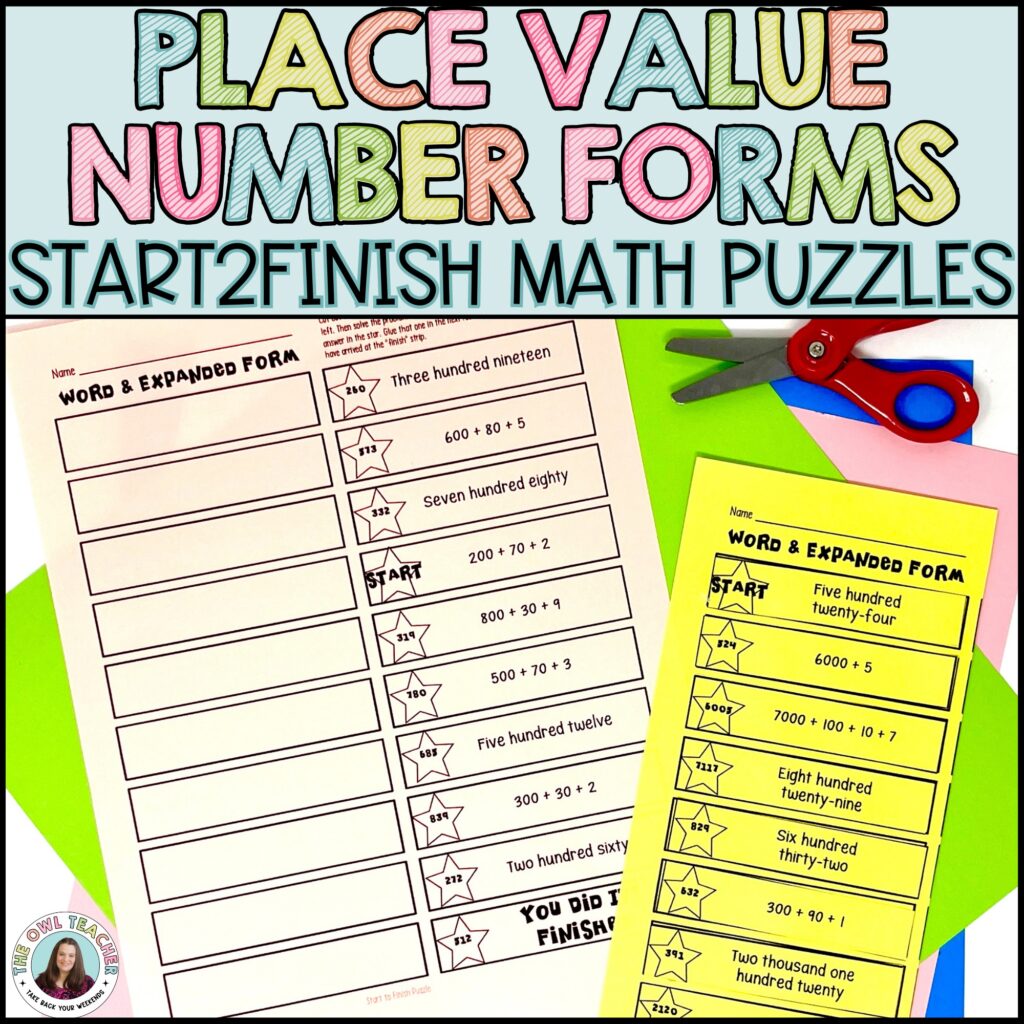 Place Value Practice - Word Form and Expanded Form Math Puzzle