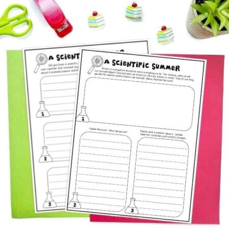 two page example of scientific summer worksheets