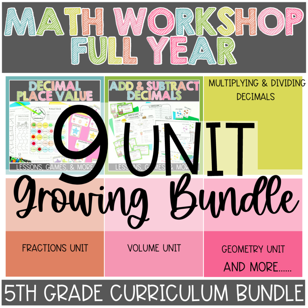 5th Grade Math Workshop Growing Bundle- 9 Units - The Owl Teacher