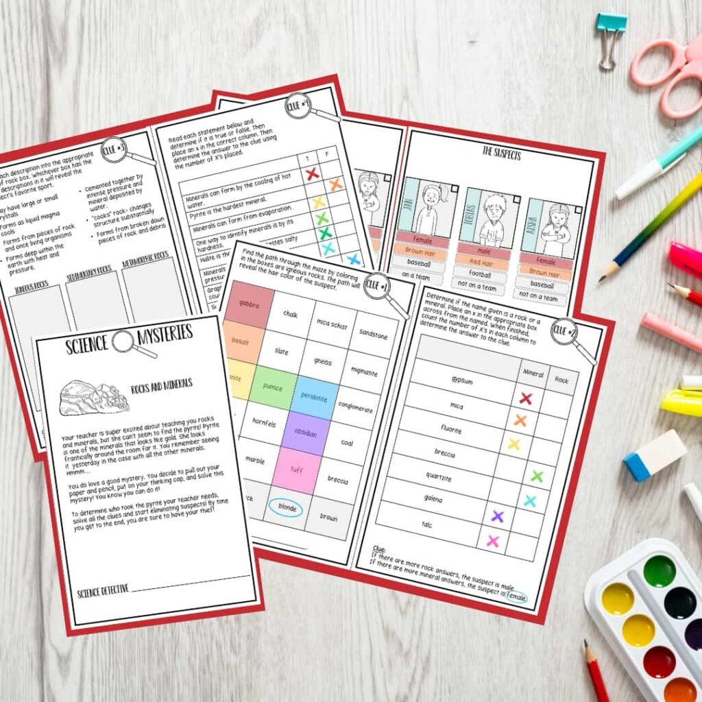 Rocks minerals science mystery example