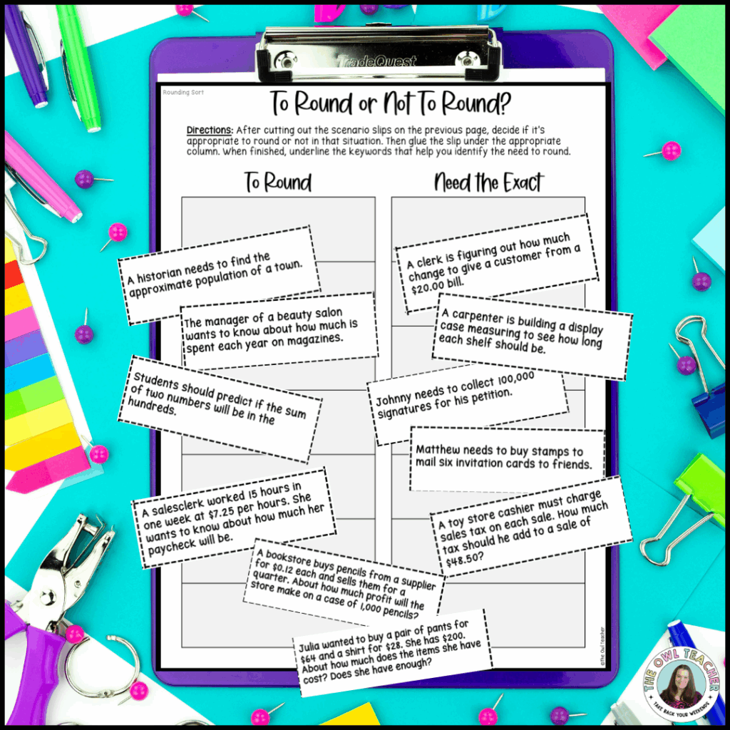 This image is blue around the background. On the centers is a clipboard with strips that can be sorted.