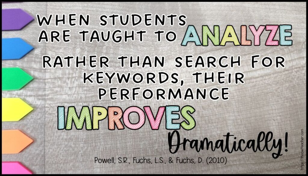 a gray background with text related to word problems and problem solving