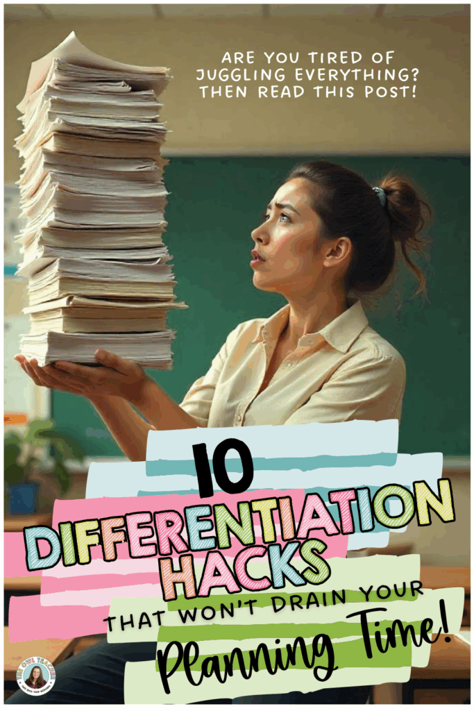A woman is juggling papers in a classroom with words across the screen that is the title of the psot.