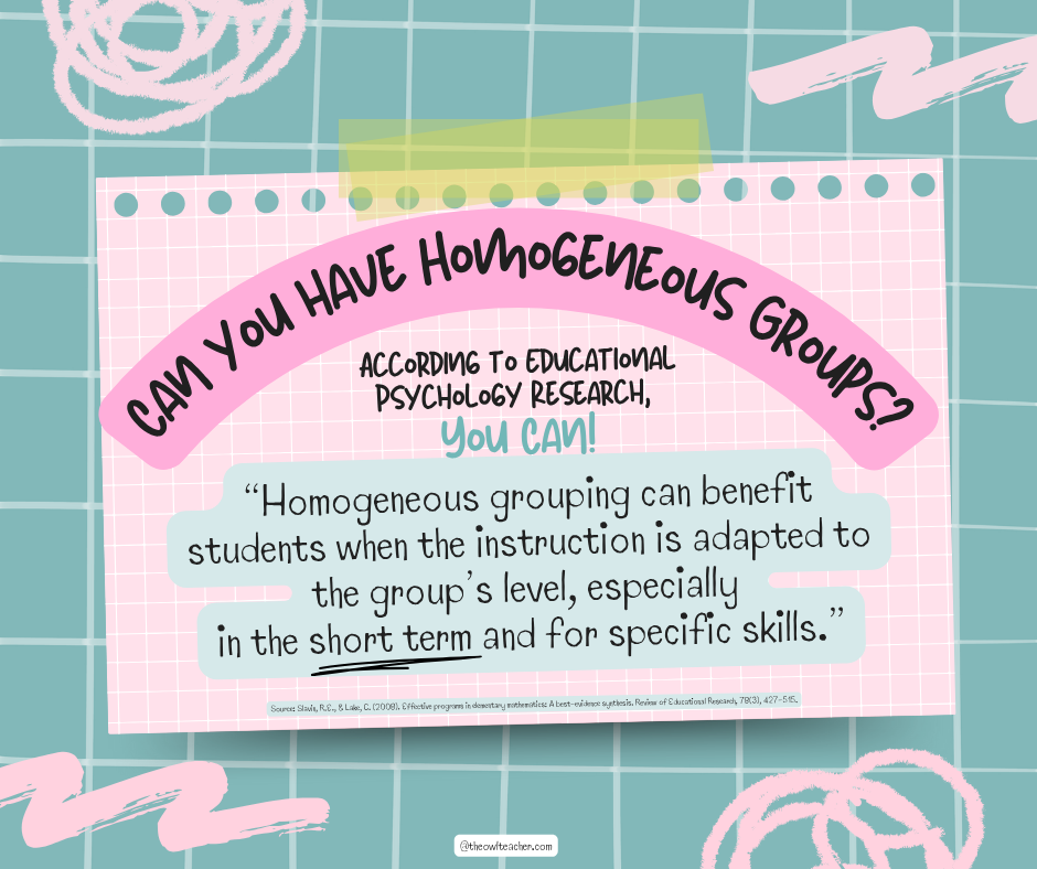 a blue image with pink in the middle with words that ask if you can still have homogeneous groups.