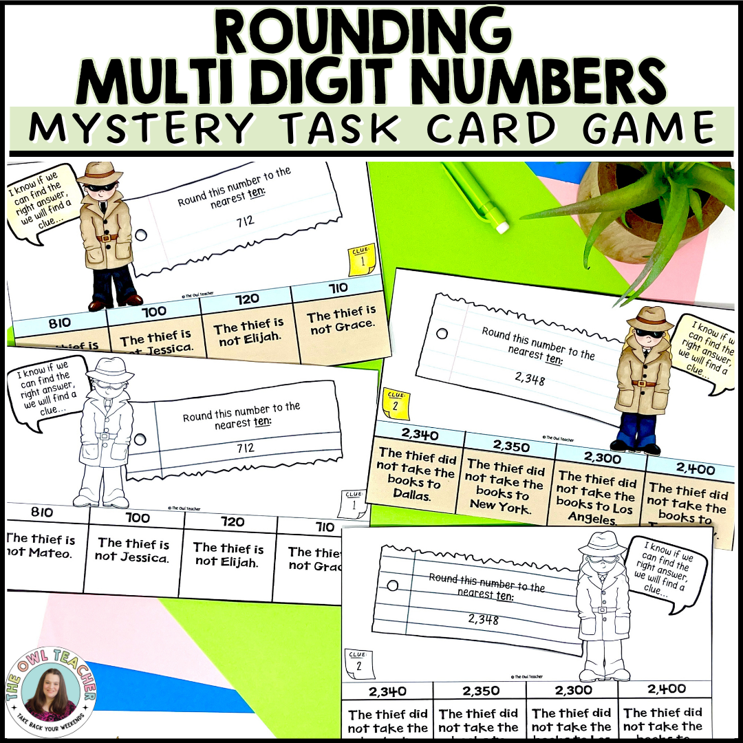 Rounding Multi-Digit Numbers up to the Millions Place Mystery Cards