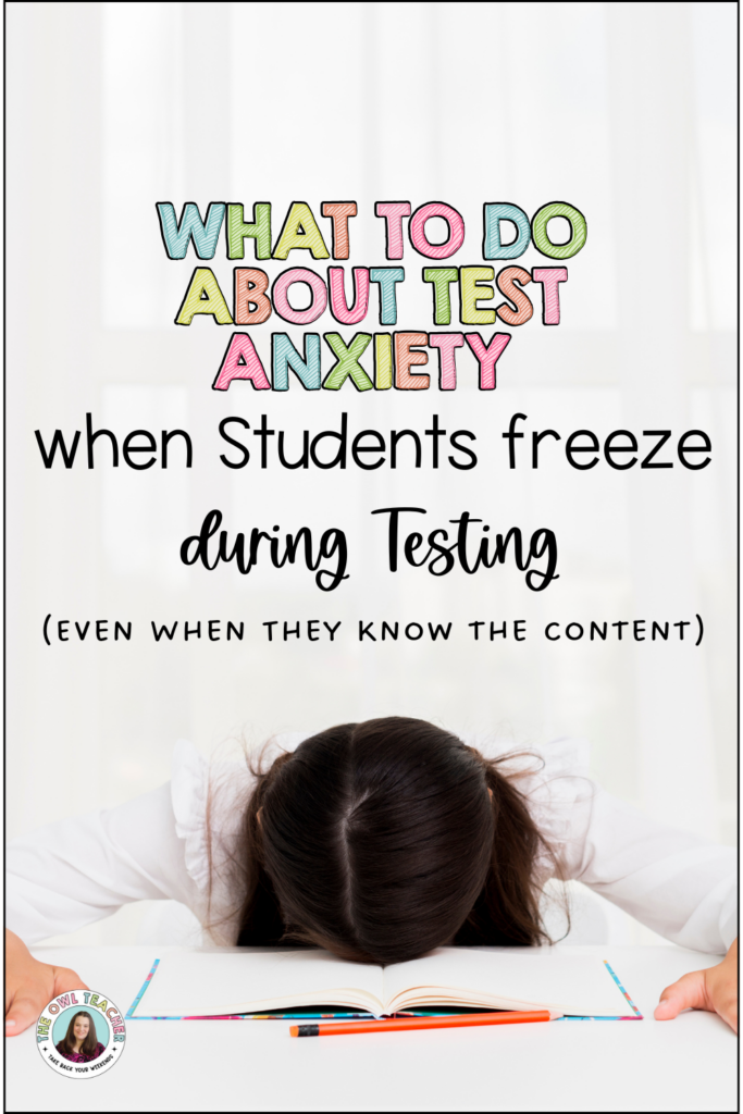 Infographic titled "Why Smart Students Suddenly Can't Think" with pastel rainbow background. Lists three reasons: Cognitive Overload, Stress Hijacks Working Memory, and Tests Feel Unlike Learning Contexts. 
