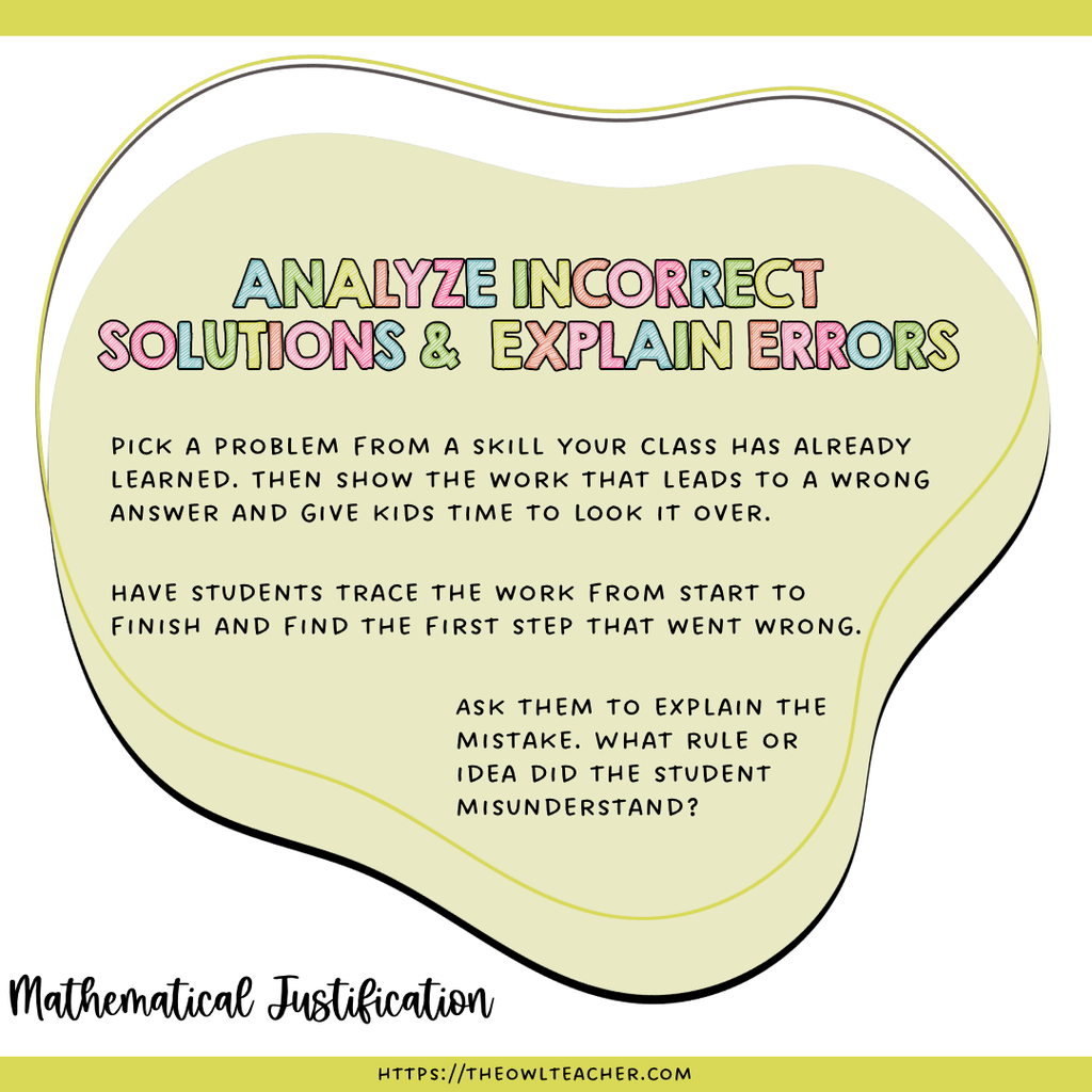 Help your students explain their thinking in math with these 4 ways to teach mathematical justification in 3rd, 4th, and 5th grade. Try Always, Sometimes, Never statements, visual models like fraction strips and number lines, error analysis, and comparing solution methods. Perfect for building math reasoning, math talk, and conceptual understanding in your upper elementary classroom. Includes ready-to-use prompts for math discussions.